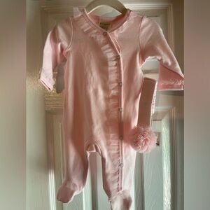 Brand new baby girl First Impressions layette one piece outfit with headband